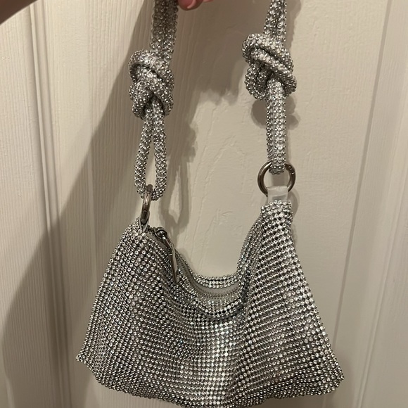 Mini Rhinestone Slouchy Shoulder Bag - Picture 6 of 6